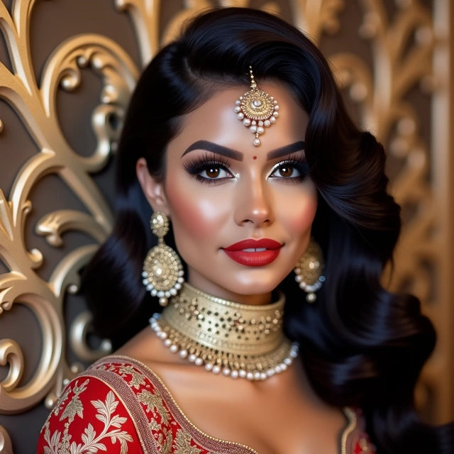 Retro Bollywood bridal look
